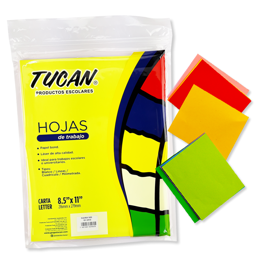 Bolsa Paper Bright 80 Gramos 100 Hojas.  (Colores Surtidos)