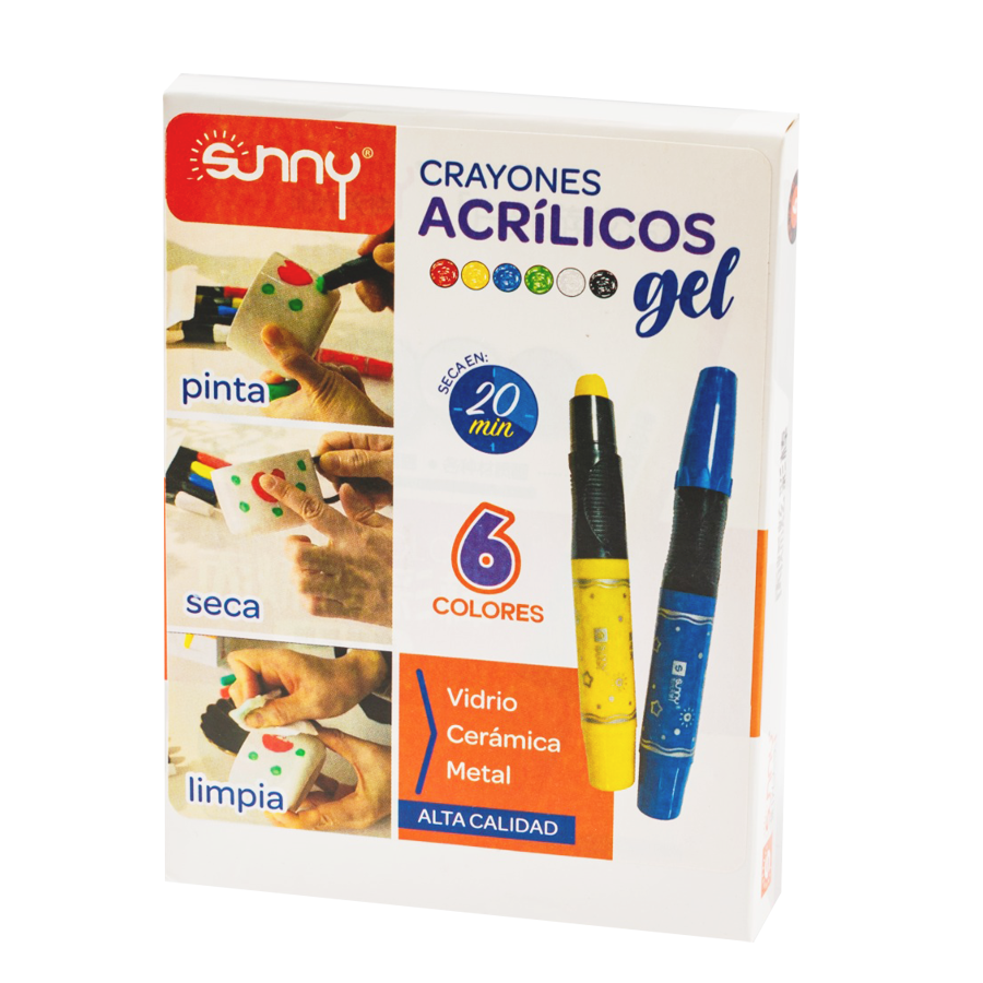 Crayon Acrílico 6 Colores Sunny