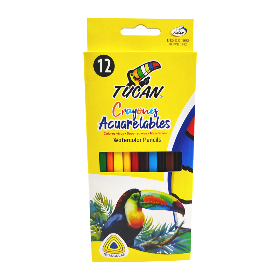 Crayon de Madera Acuarelable Triangular 12 Colores