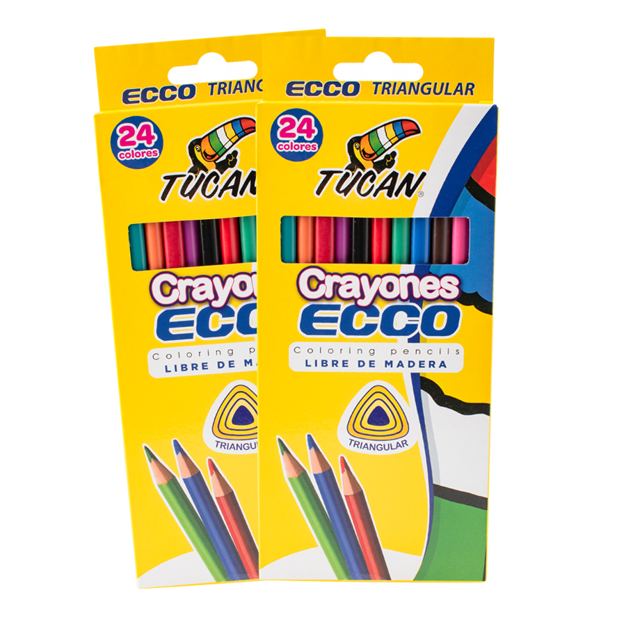 Crayon Ecco Triangular Libre de Madera Largo 24 Colores