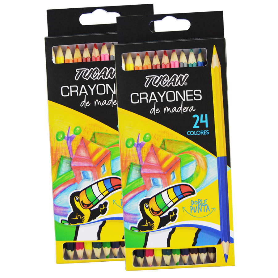 Crayón De Madera Doble Punta 24 Colores