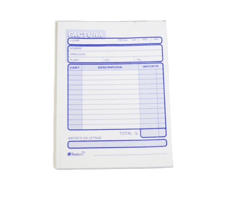 Block de facturas 50 Hojas 1/4 Carta