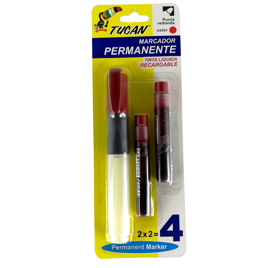 Marcador Permanente Cartucho Doble Redondo Rojo