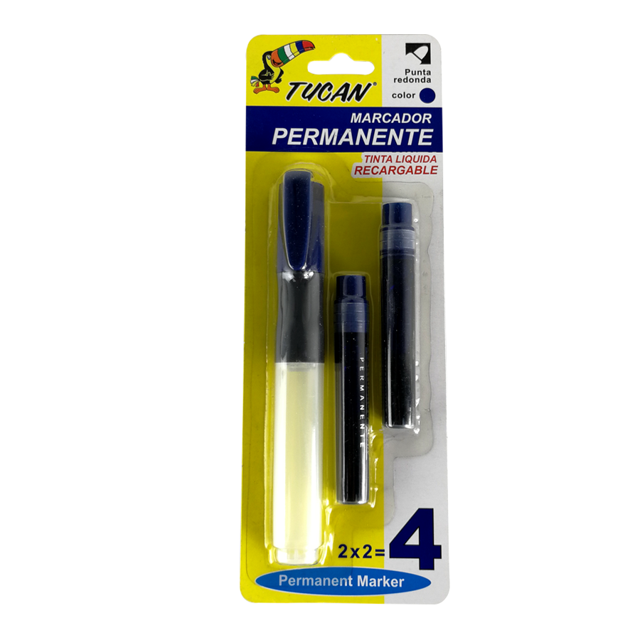 Marcador Permanente Cartucho Doble Redondo Azul