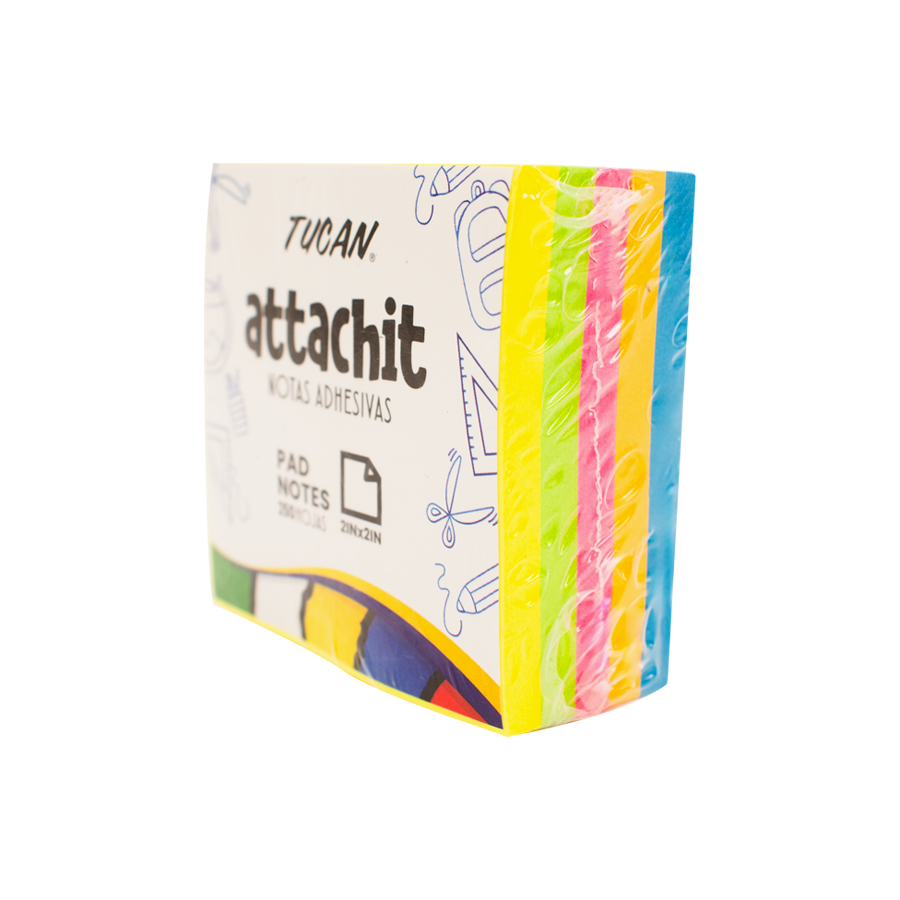 Mini Notas Neón Tucan 2x2" 5 col. 250H