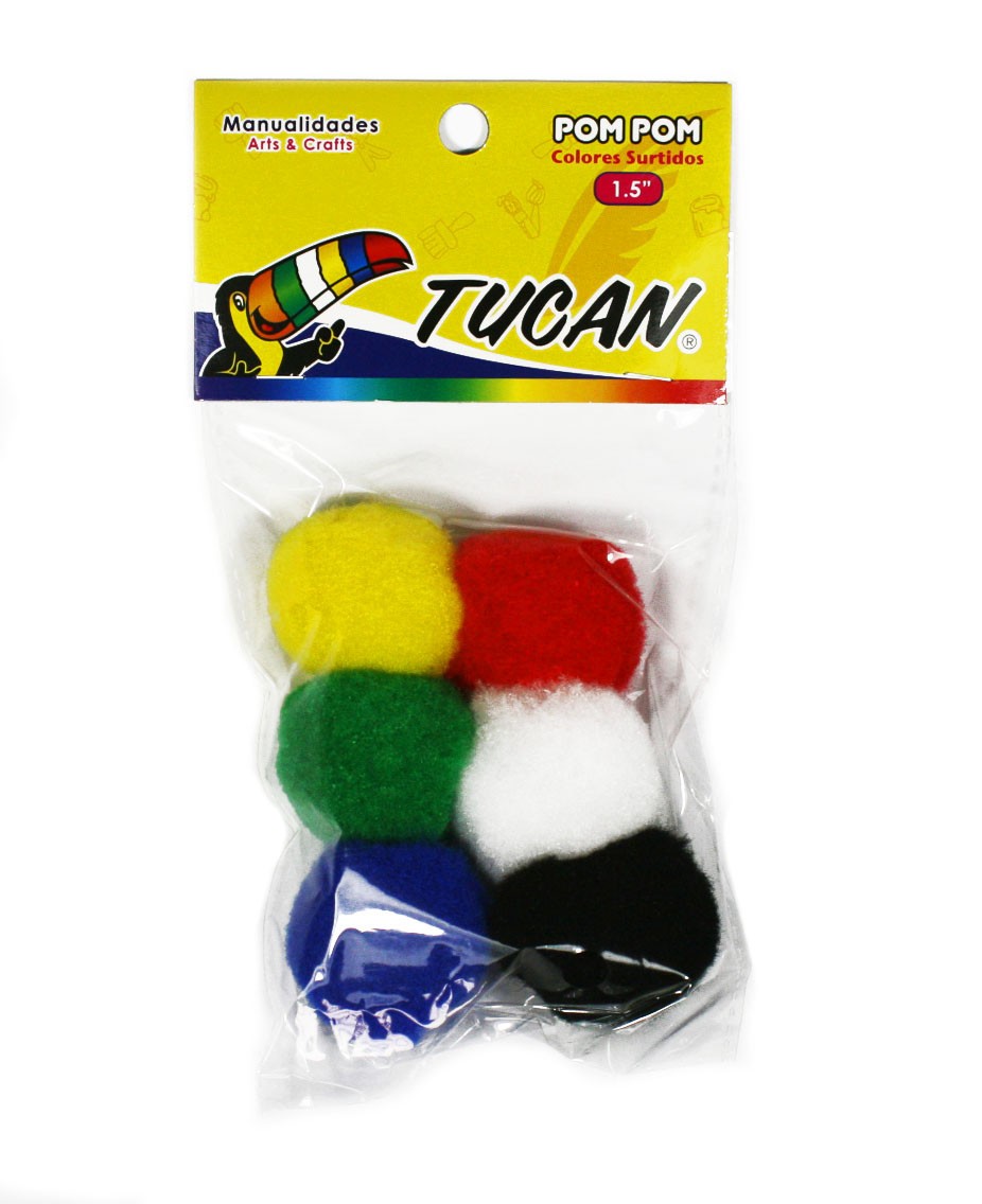 Pom Pom 1.5" 6 Pcs Surtido