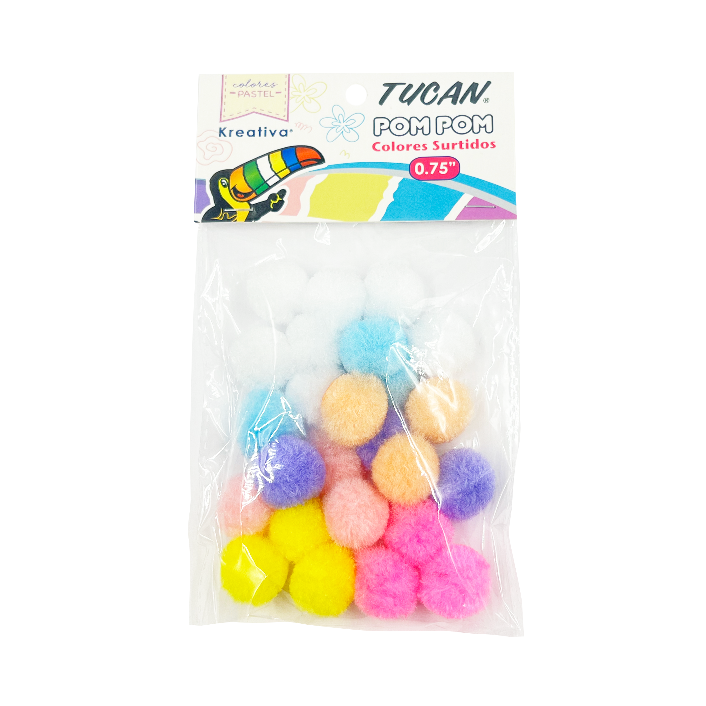 Pom Pom 0.75" x 25 Piezas Colores Surtidos Pastel