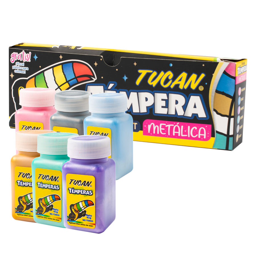 Tempera Tucan Metálica 6 colores 