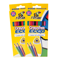 Crayon Ecco Triangular Libre de Madera Largo 24 Colores