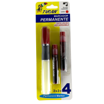 Marcador Permanente Cartucho Doble Redondo Rojo
