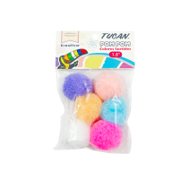 Pom Pom 1.5" x 6 Piezas Colores Surtidos Pastel