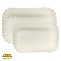 Bandeja Biodegradable Rectangular 50 unidades / Blanco