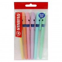 Pack bolígrafos pastel liner 6 unidades Stabilo azul 